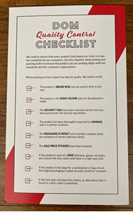 Picture of DOM Quality Control Checklist (One Sheet)