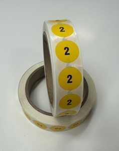 Picture of Kids Shoe Labels Yellow - size 2 (One Roll)