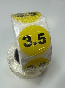 Picture of Kids Shoe Labels Yellow - size 3.5 (One Roll)